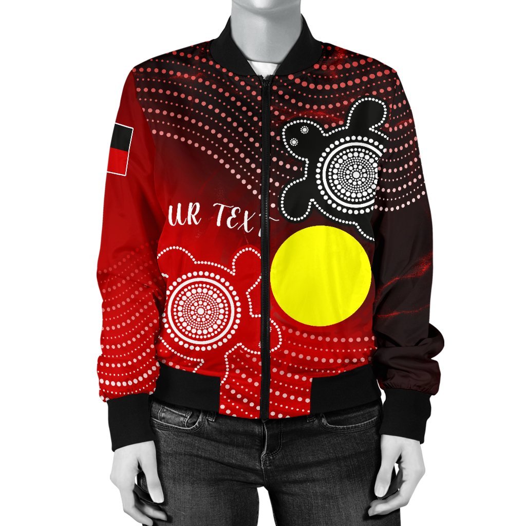 Custom Aboriginal Women's Bomber Jacket - Indigenous Circle Dot Painting Style - - Vibe Hoodie Shop