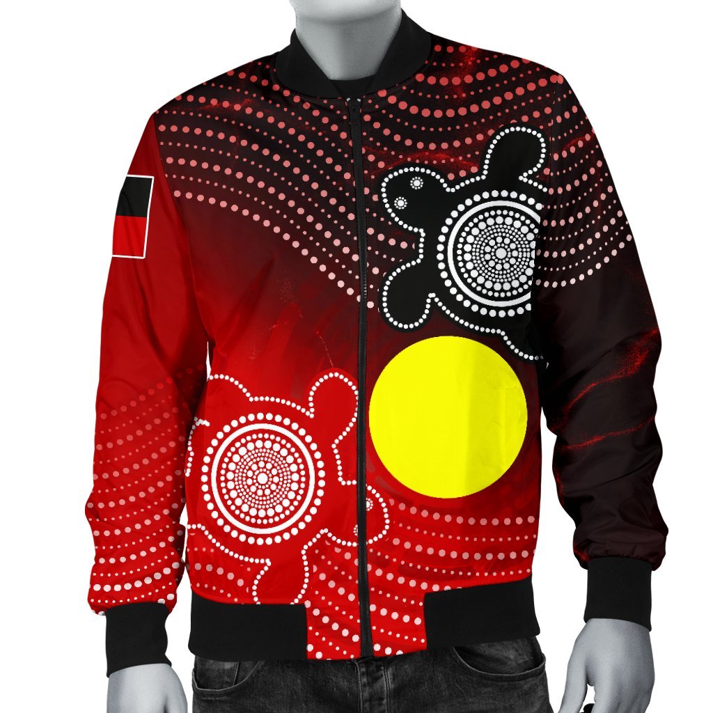 Aboriginal Men's Bomber Jacket - Indigenous Circle Dot Painting Style - - Vibe Hoodie Shop