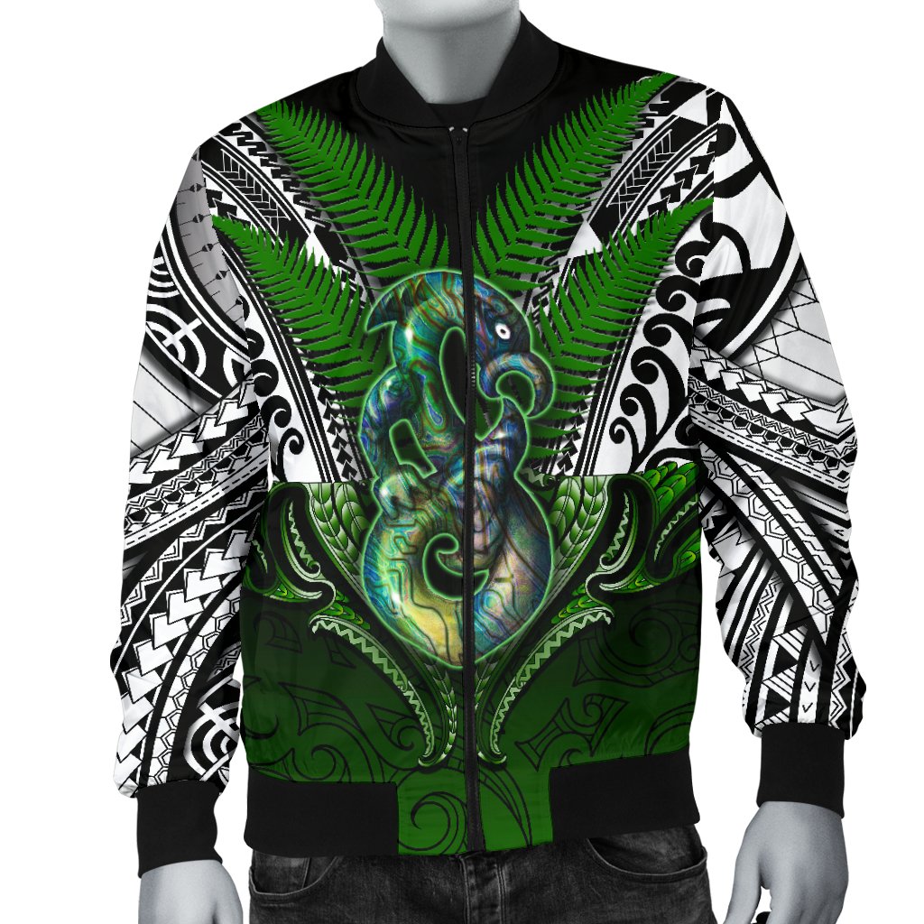 Manaia Mythology Men Bomber Jacket Silver Fern Maori Tattoo - Vibe Hoodie Shop
