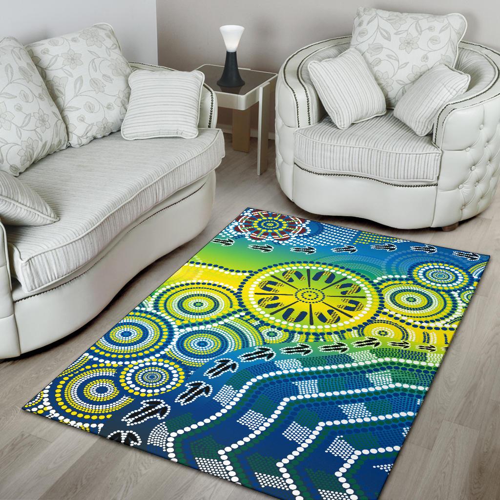 Aboriginal Area Rug - Dot Painting Indigenous Circle Patterns - Vibe Hoodie Shop