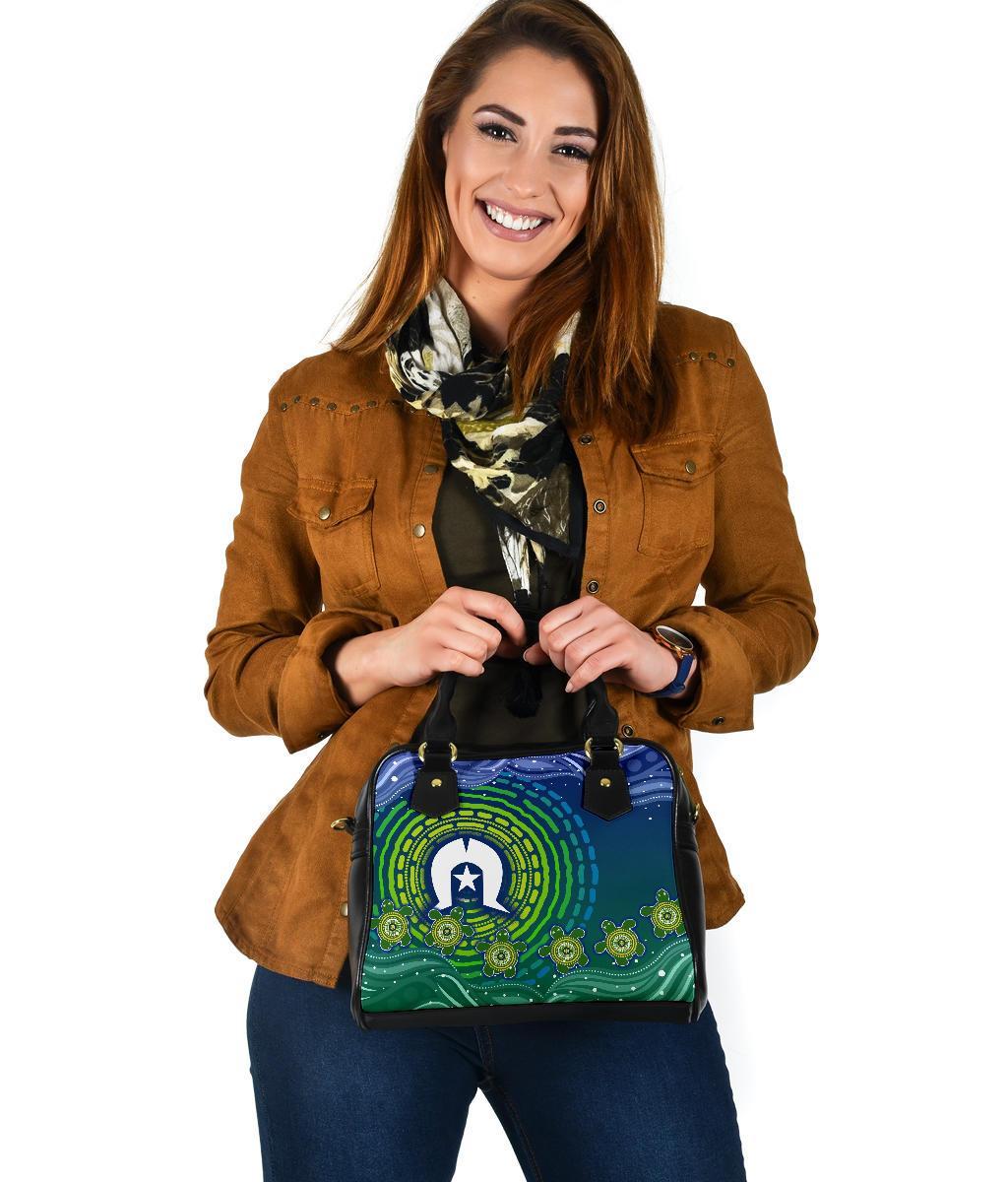 Torres Strait Islanders Shoulder Handbag - Aboriginal Turtle - Vibe Hoodie Shop