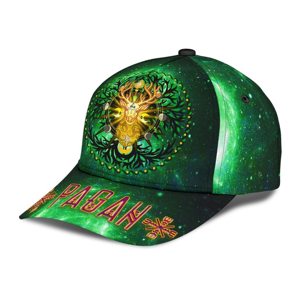 Celtic Pagan Deer Classic Cap - Moon Phases Deer with Tree of Life - Vibe Hoodie Shop