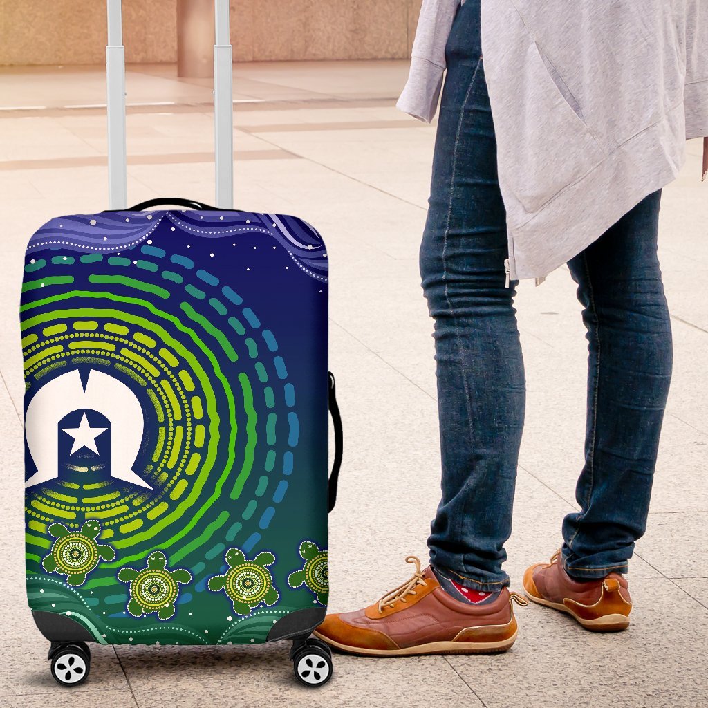 Torres Strait Islanders Luggage Covers - Aboriginal Turtle - Vibe Hoodie Shop