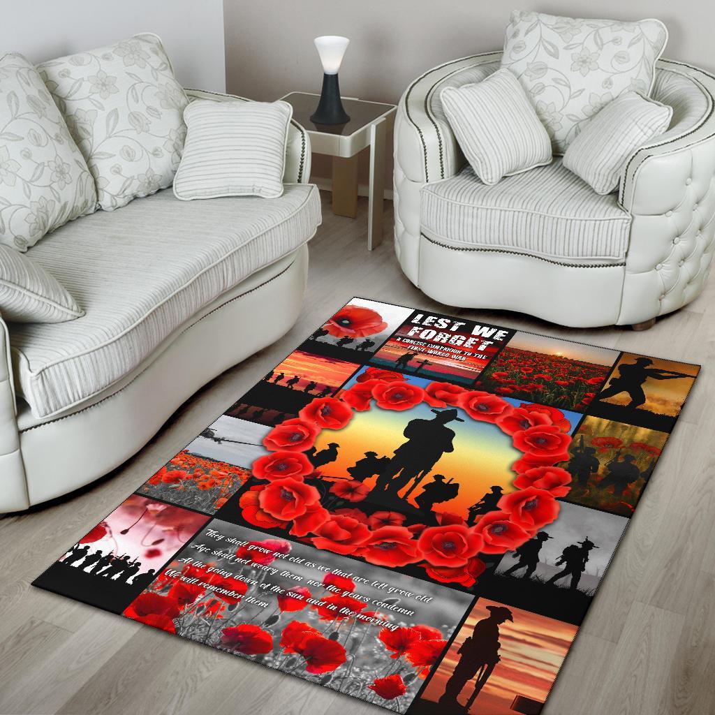 ANZAC Area Rug - Always Remember Australia's Soldiers - Vibe Hoodie Shop