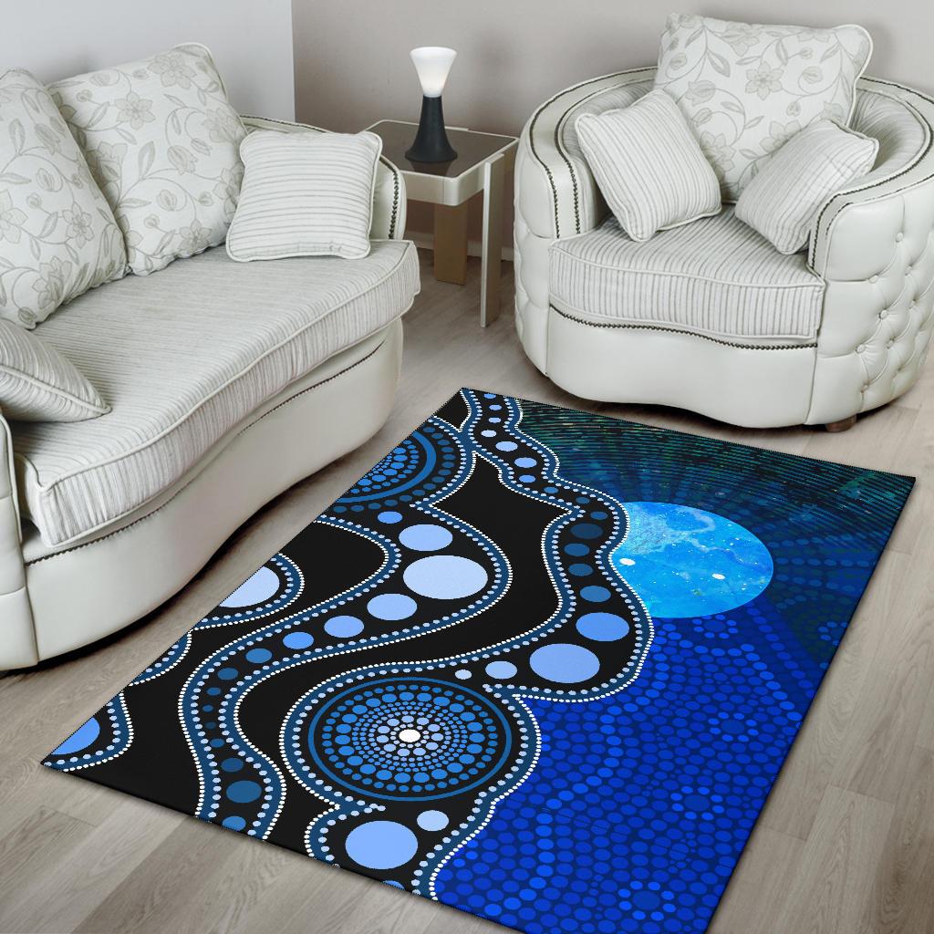 Area Rug - Australia Indigenous Flag Circle Dot Painting Art Rug - Vibe Hoodie Shop