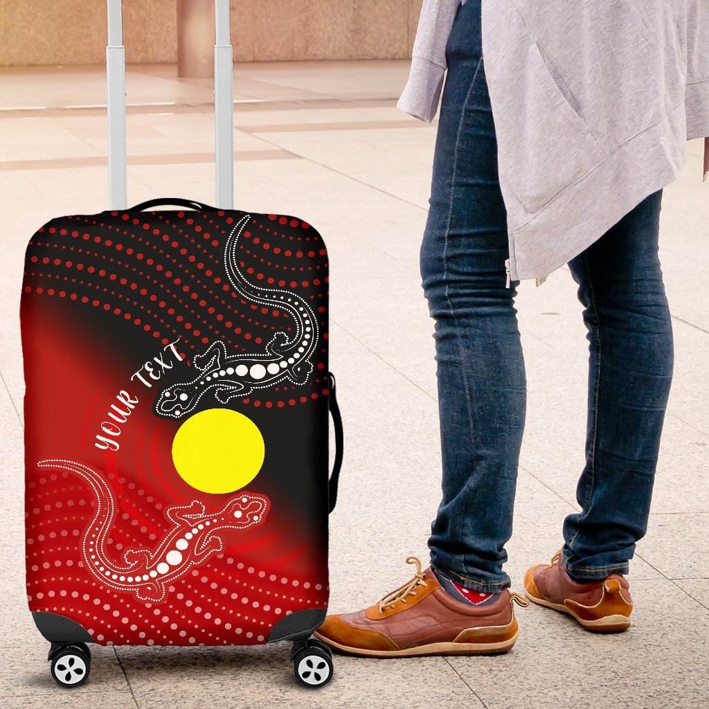 Custom Aboriginal Luggage Covers - Two Indigenous Lizard - Vibe Hoodie Shop