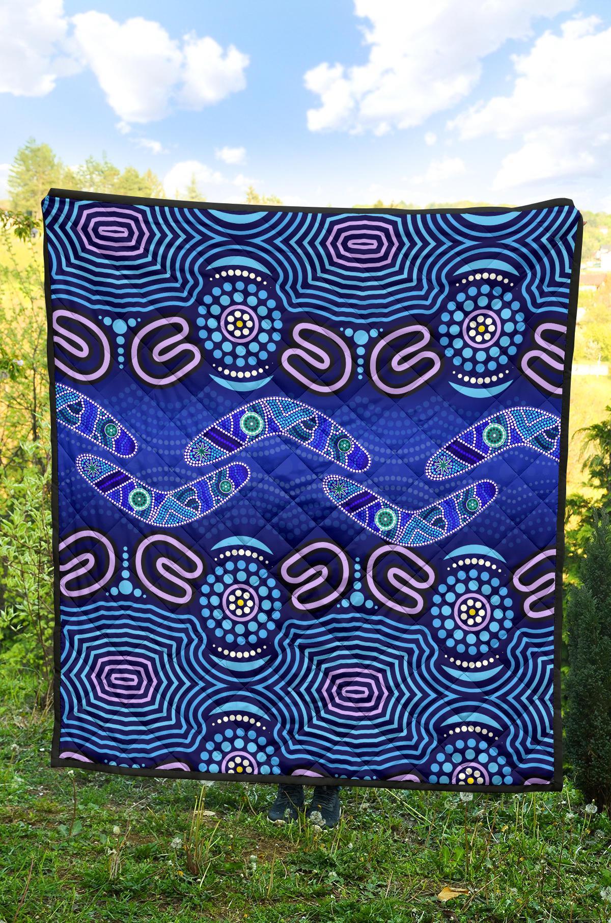 ABoriginal Premium Quilt - Boomerangs And Dot Painting Art Ver02 - - Vibe Hoodie Shop