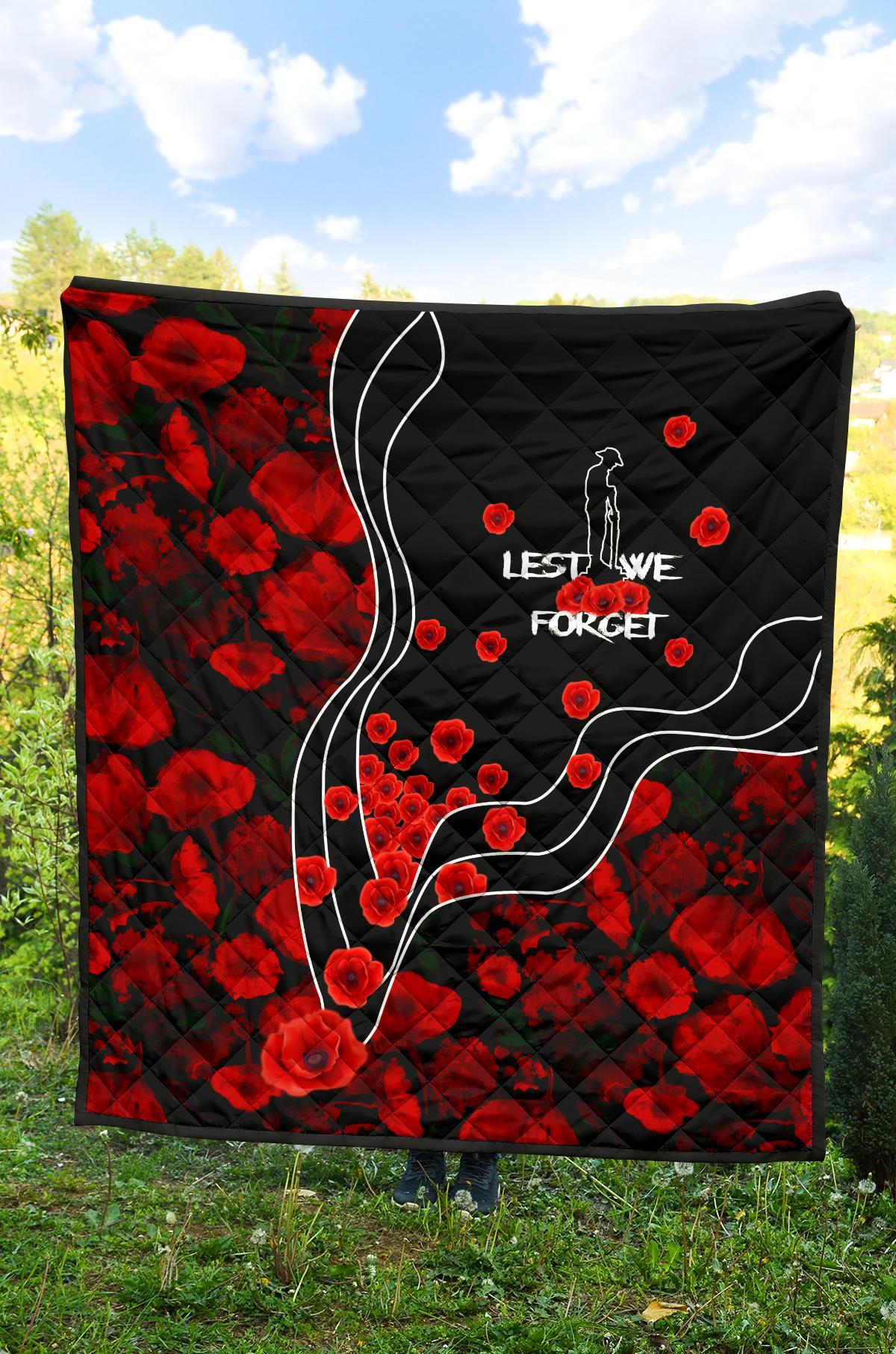ANZAC Lest We Forget Premium Quilt - Poppy Flowers - Vibe Hoodie Shop