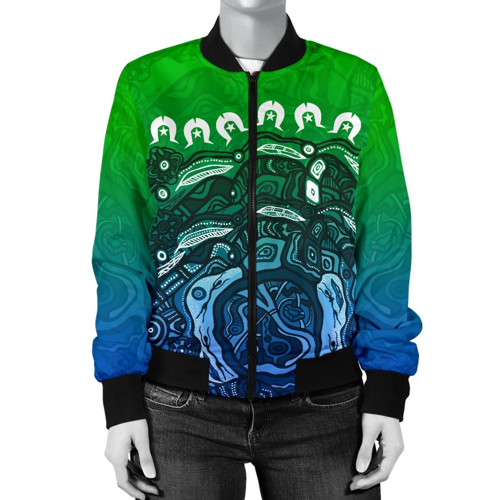 Torres Strait Islands Women's Bomber Jacket - Blue - Vibe Hoodie Shop