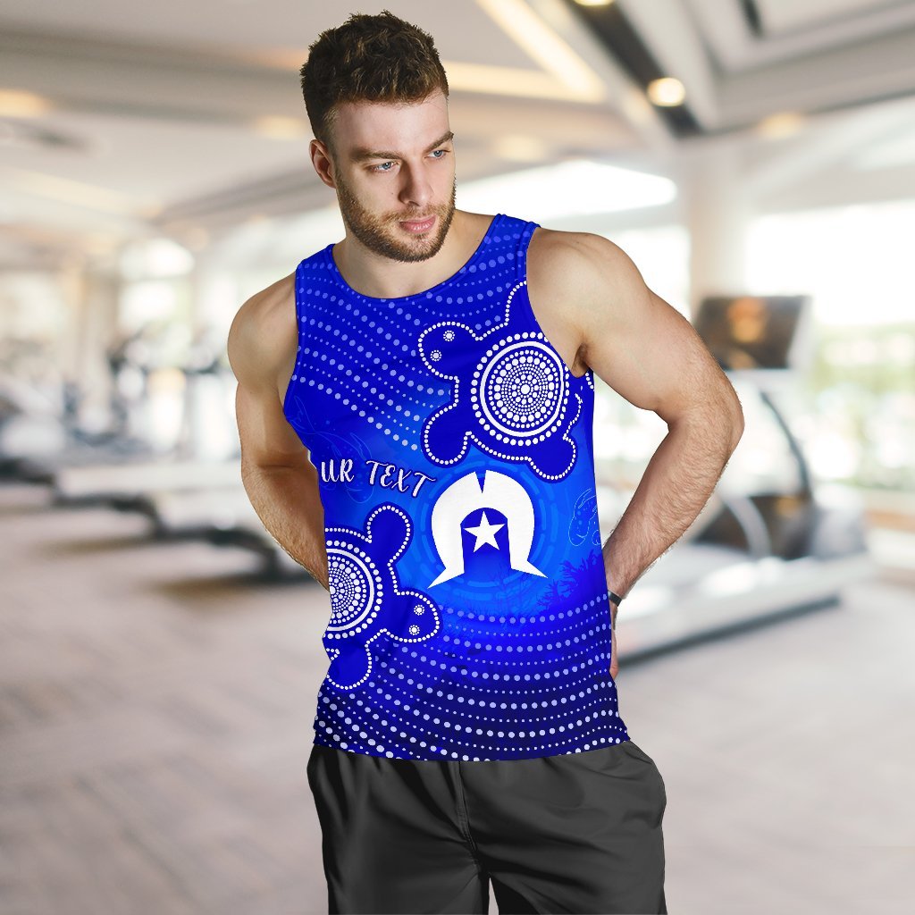 Custom Torres Strait Islanders Men's Tank Top - Torres Symbol With Indigenous Turtle - Vibe Hoodie Shop