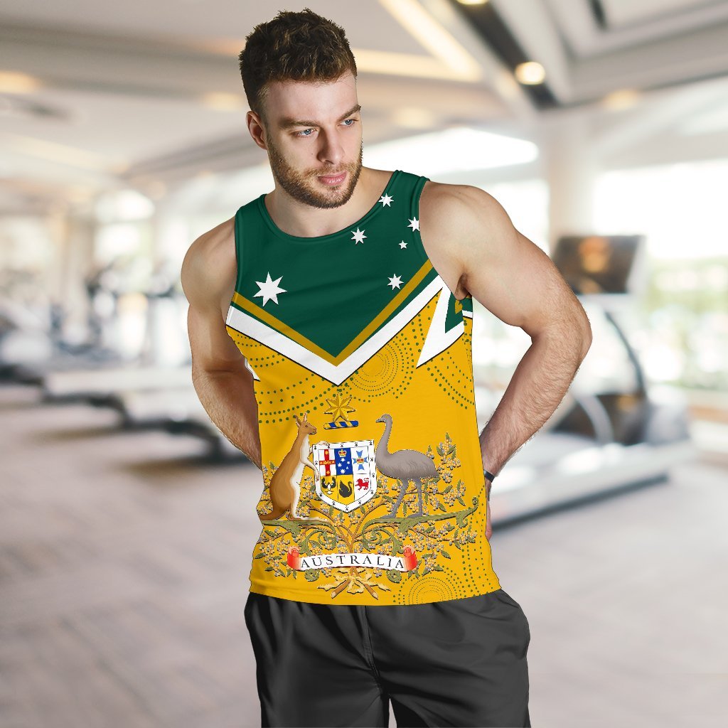 Men's Tank Top - Australian Coat Of Arms National Color - Vibe Hoodie Shop