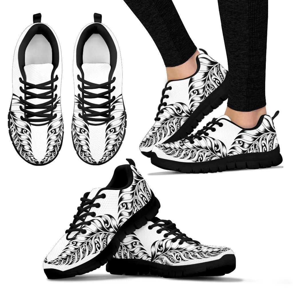 New Zealand Silver Fern Sneakers, Maori Koru Tattoo - Vibe Hoodie Shop