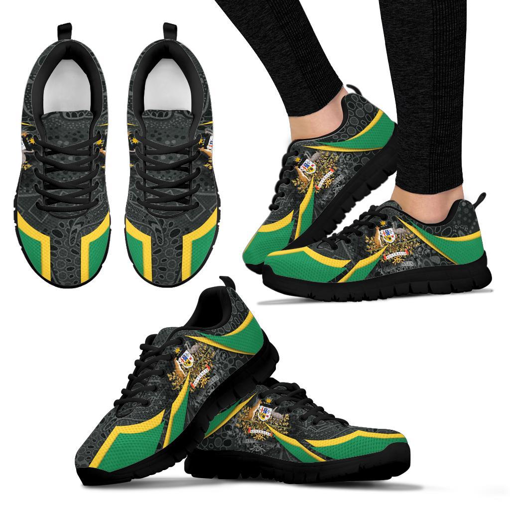 Aboriginal Sneakers, Australian Coat of Arms - Aussie Spirit (Green) - Vibe Hoodie Shop