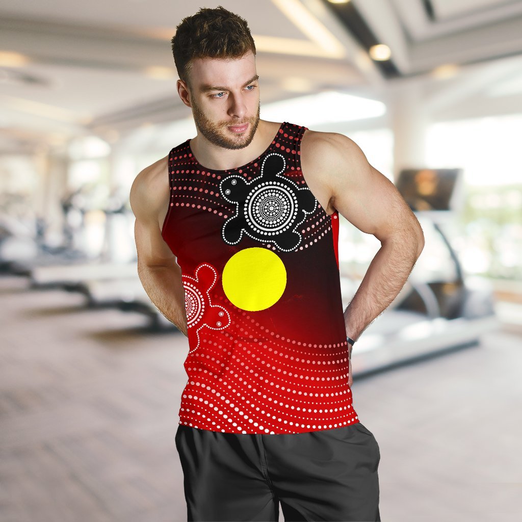 Aboriginal Men's Tank Top - Indigenous Circle Dot Painting Style - - Vibe Hoodie Shop