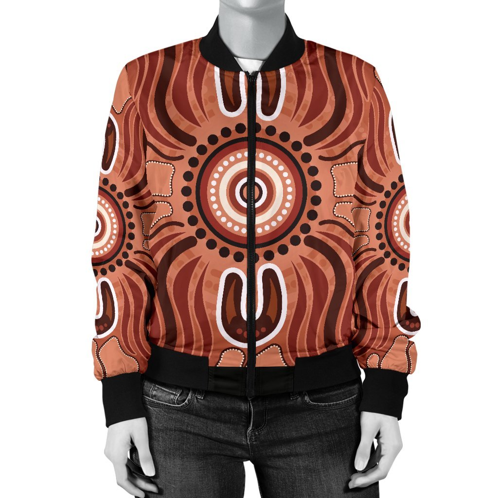 Aboriginal Women's Bomber Jacket - Indigenous Art Patterns Ver02 - Vibe Hoodie Shop