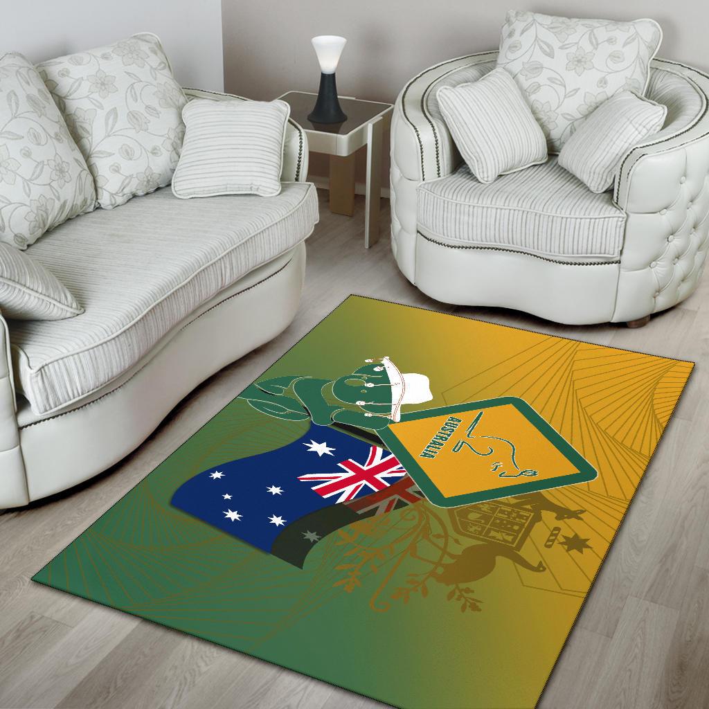 Area Rug - Aus Flag and Coat Of Arms Rug Kangaroo and Koala Sign - Vibe Hoodie Shop