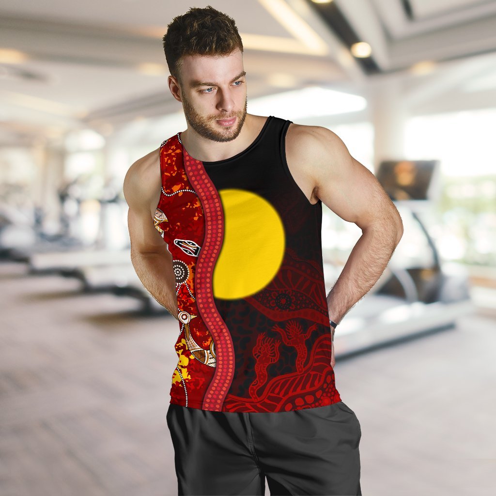 Aboriginal Men's Tank Top - Red Indigenous Flag - Vibe Hoodie Shop