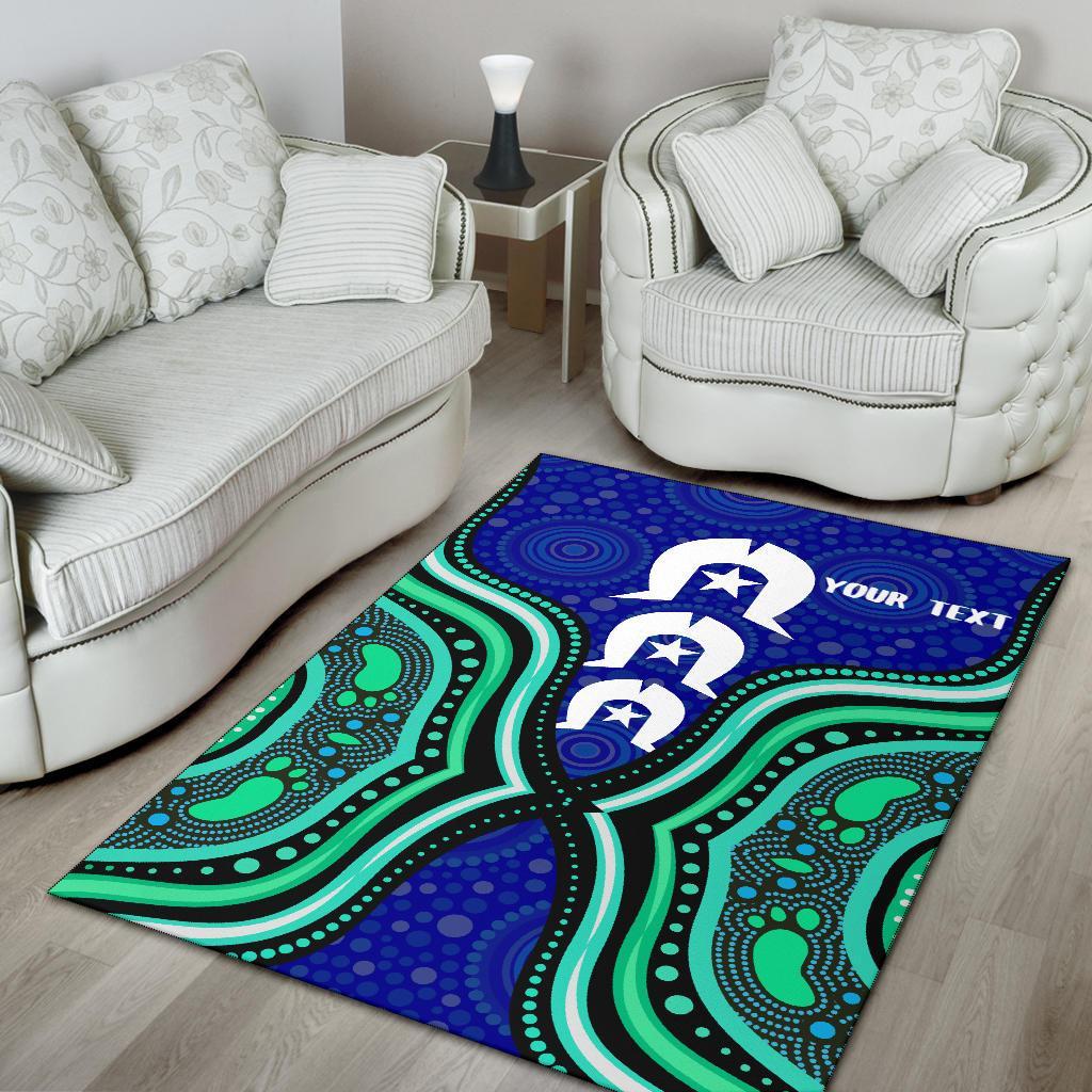 Torres Strait Personalised Area Rug - Torres Strait Symbol And Aboriginal Patterns - Vibe Hoodie Shop