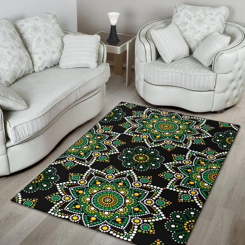 Area Rug - Aboriginal Dot Painting Rug Mandala - Vibe Hoodie Shop