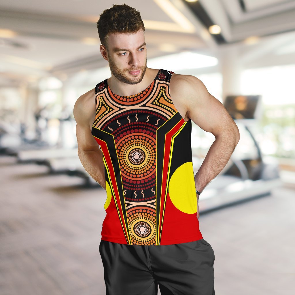 Men's Tank Top - Aboriginal With Dot Painting Art - Vibe Hoodie Shop