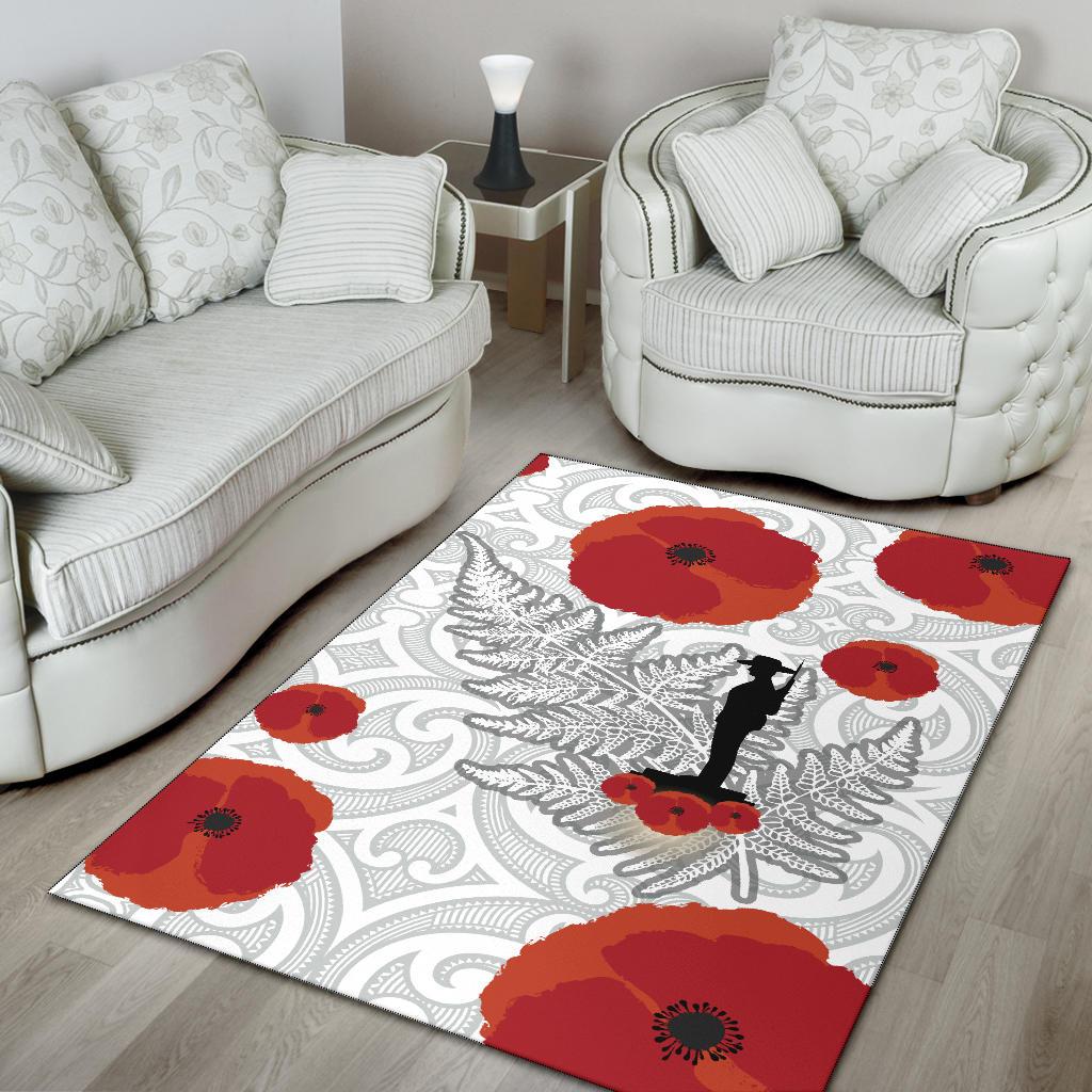 ANZAC Maori Area Rug Silver Fern Lest For Get - Vibe Hoodie Shop