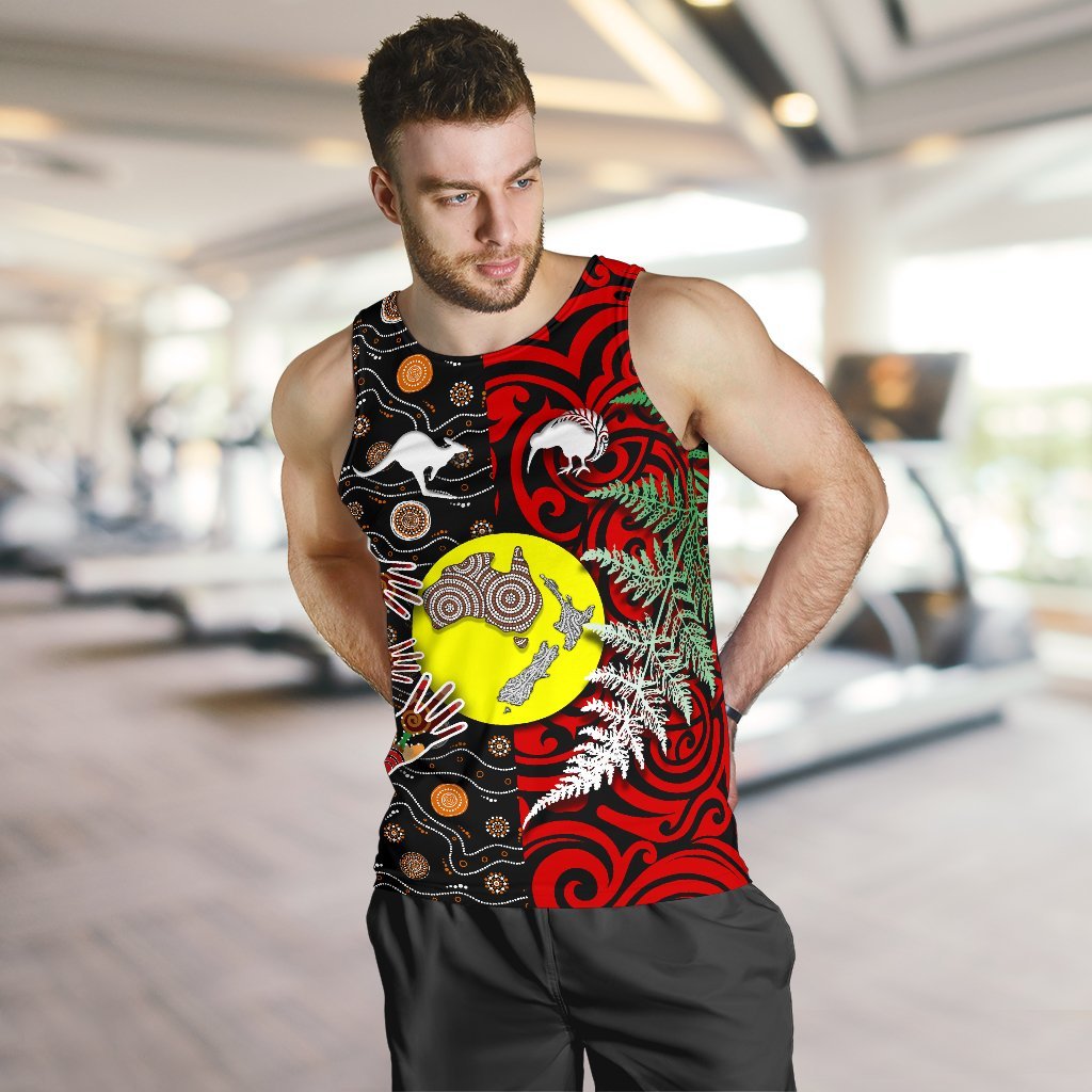 New Zealand Australia Men Tank Top - Maori Aboriginal - Vibe Hoodie Shop