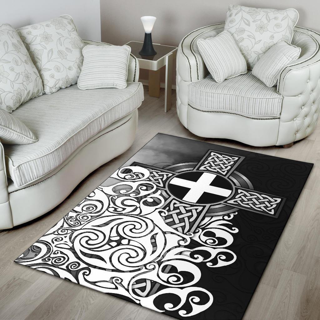 Cornwall Area Rug - Cornish Flag With Celtic Cross - Vibe Hoodie Shop