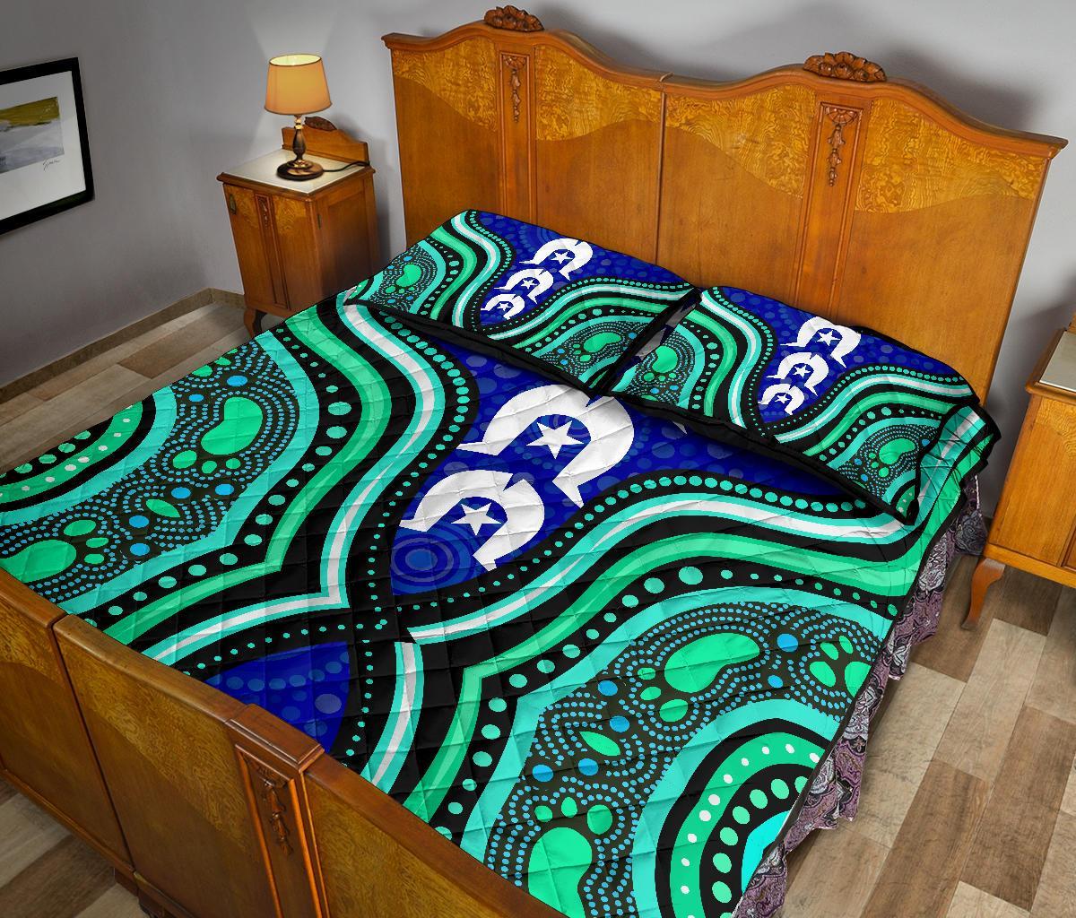 Torres Strait Personalised Quilt Bed Set - Torres Strait Symbol And Aboriginal Patterns - Vibe Hoodie Shop