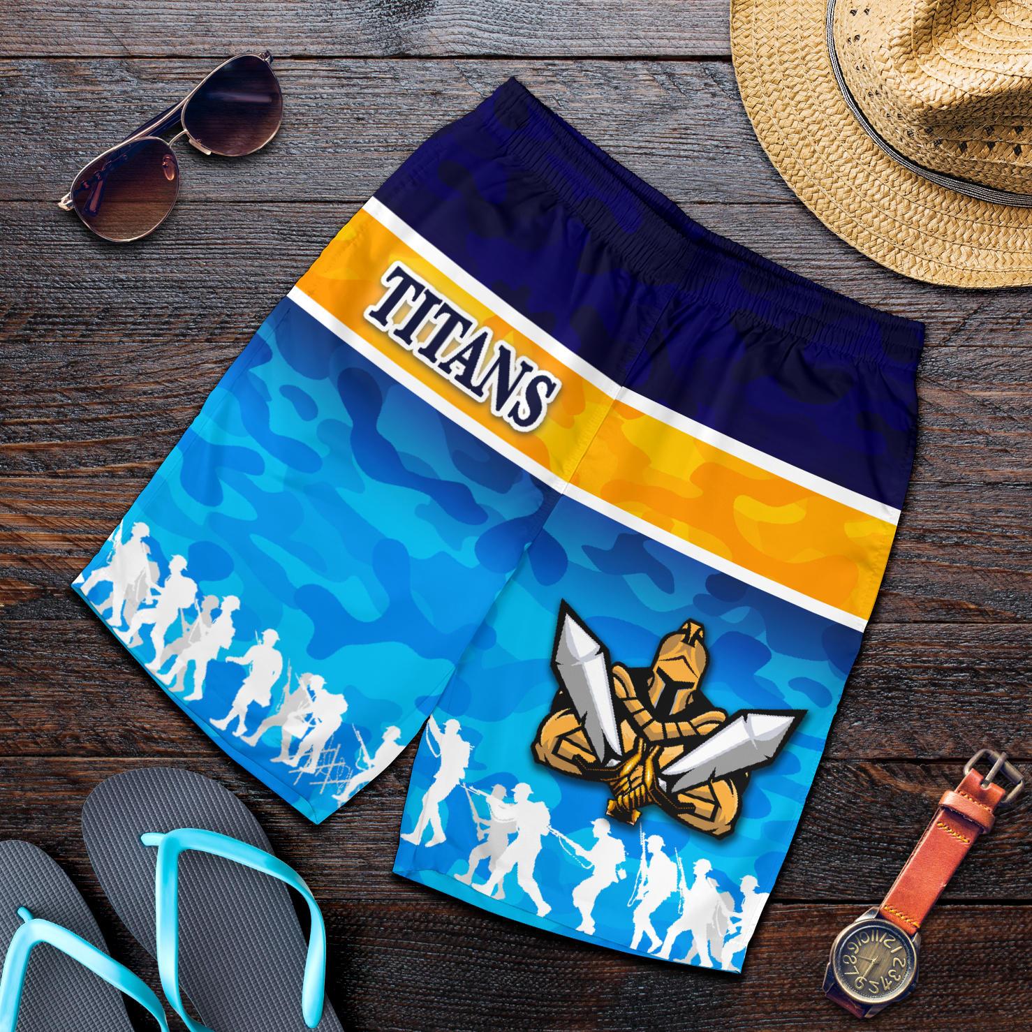 Gold Coast Men Shorts Titans Gladiator ANZAC Day 2021 Version - Camouflage - Vibe Hoodie Shop