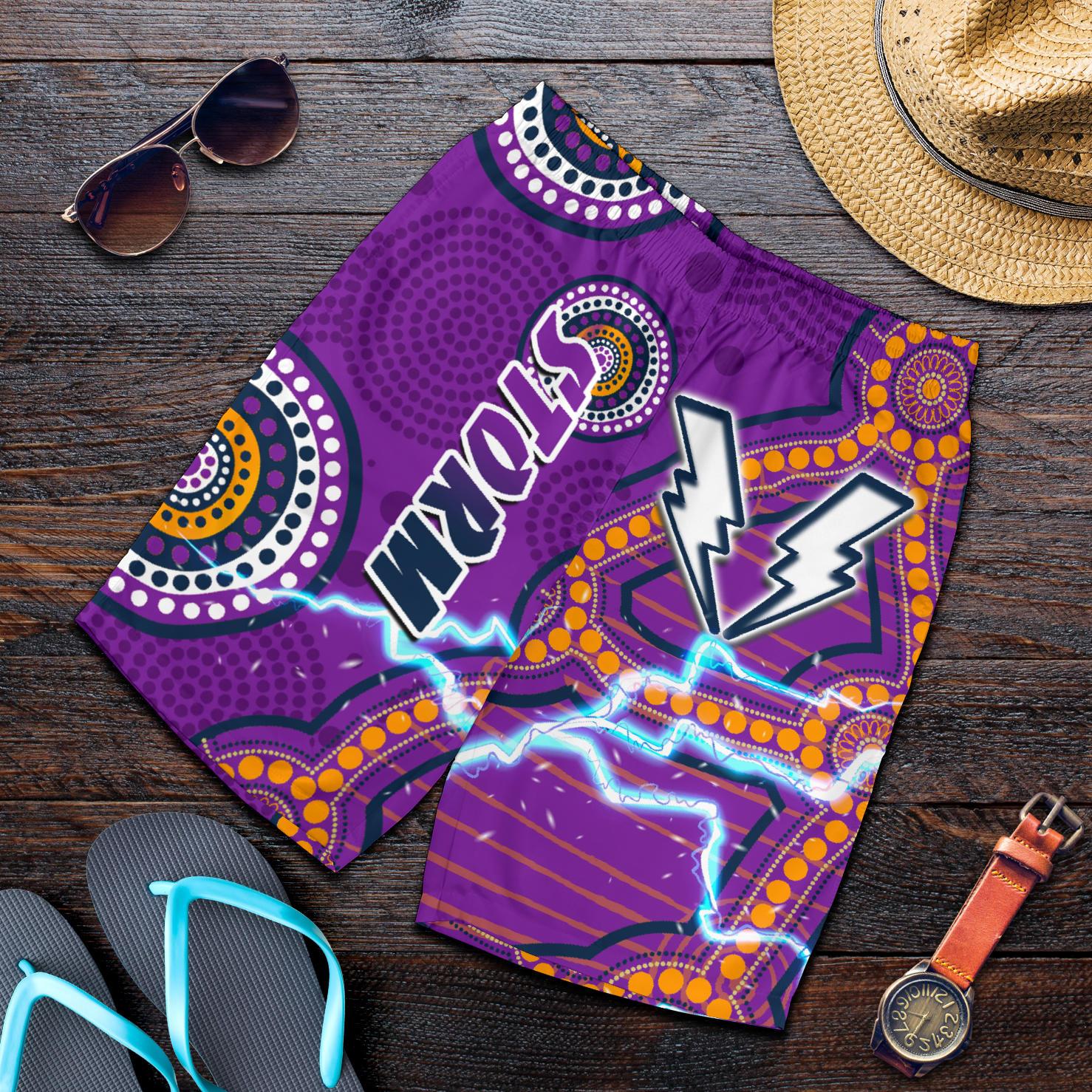 Storm Men Shorts Melbourne Indigenous Thunder - Vibe Hoodie Shop