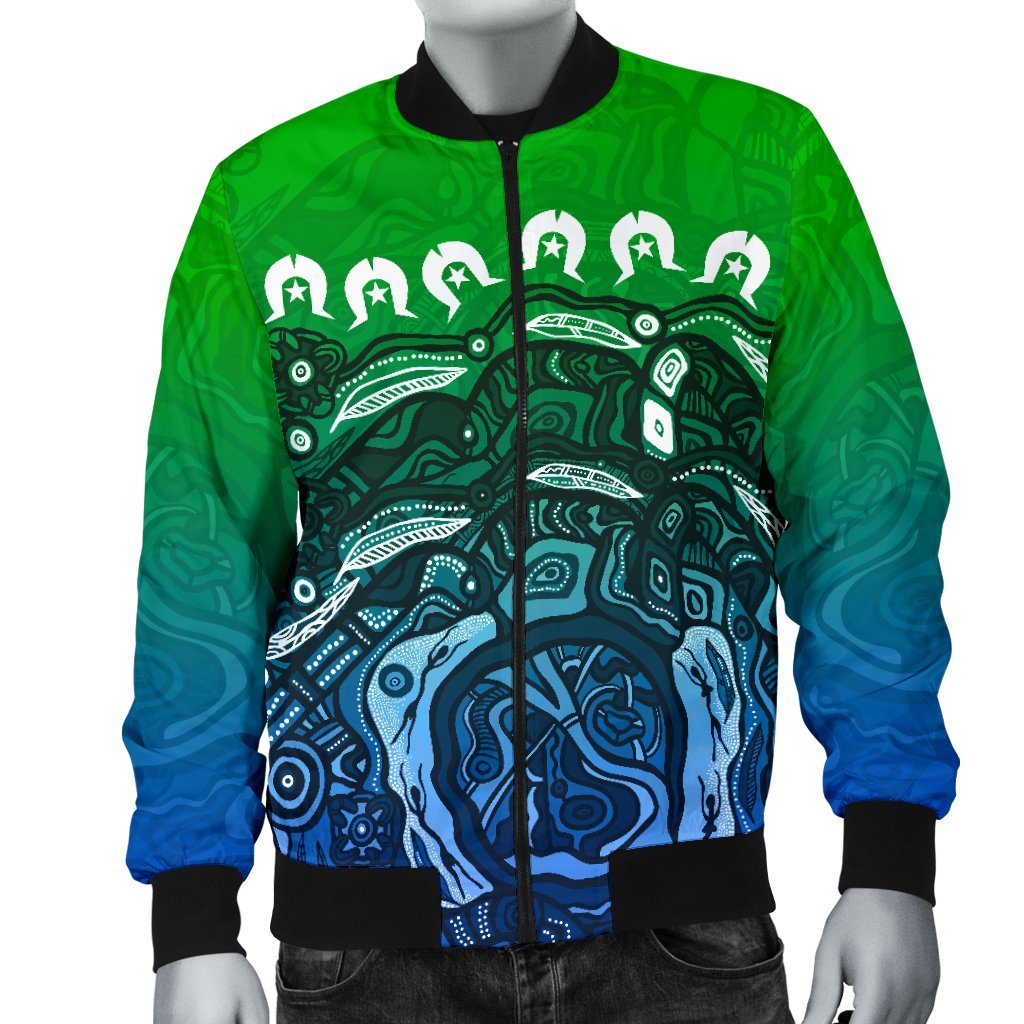 Torres Strait Islands Men's Bomber Jacket - Blue - Vibe Hoodie Shop