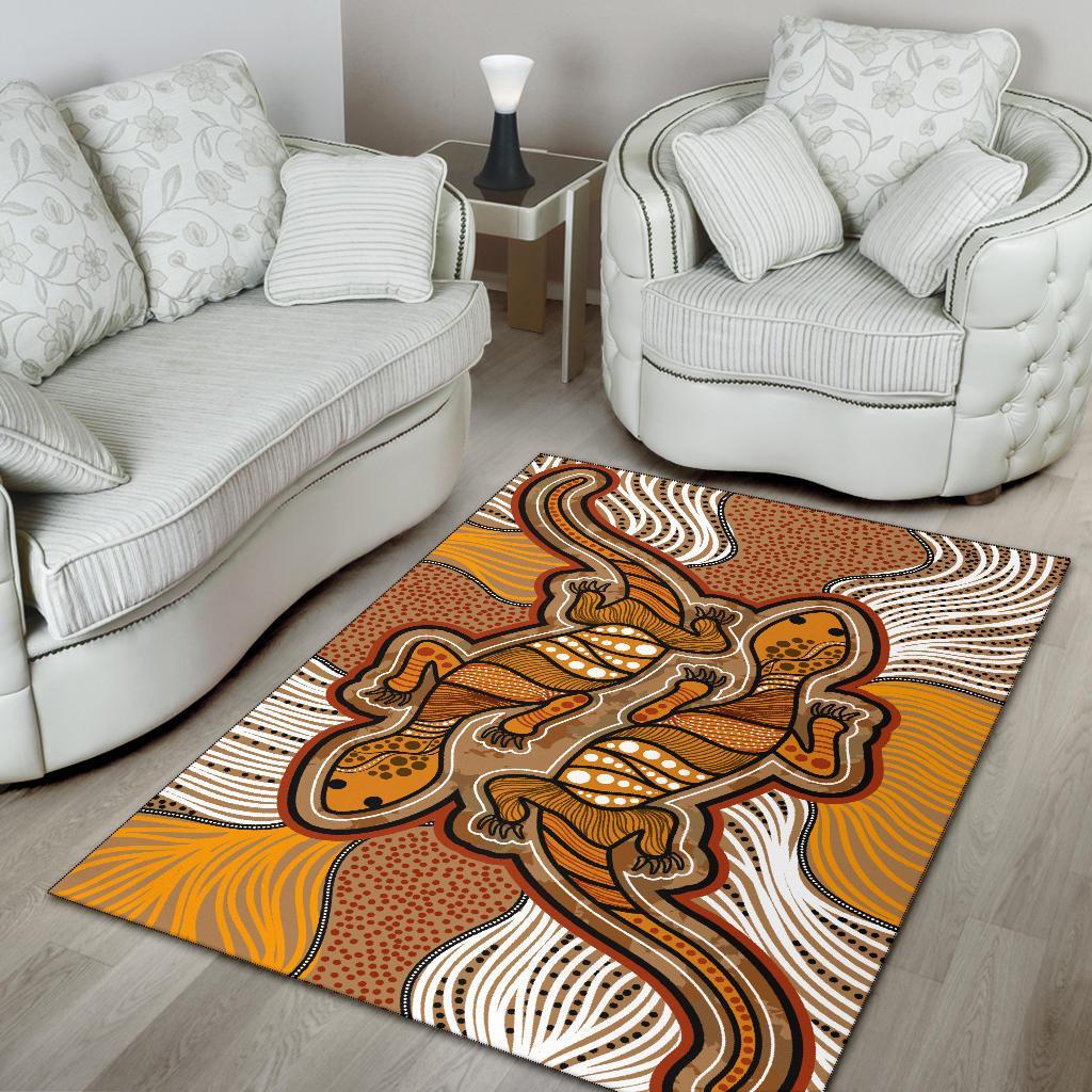 Aboriginal Area Rug - Indigenous Two Lizard Vintage Stye - Vibe Hoodie Shop