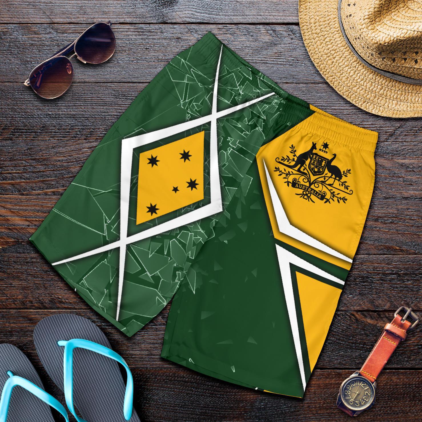 Men's Shorts - Aussie Flag (Green) - Vibe Hoodie Shop