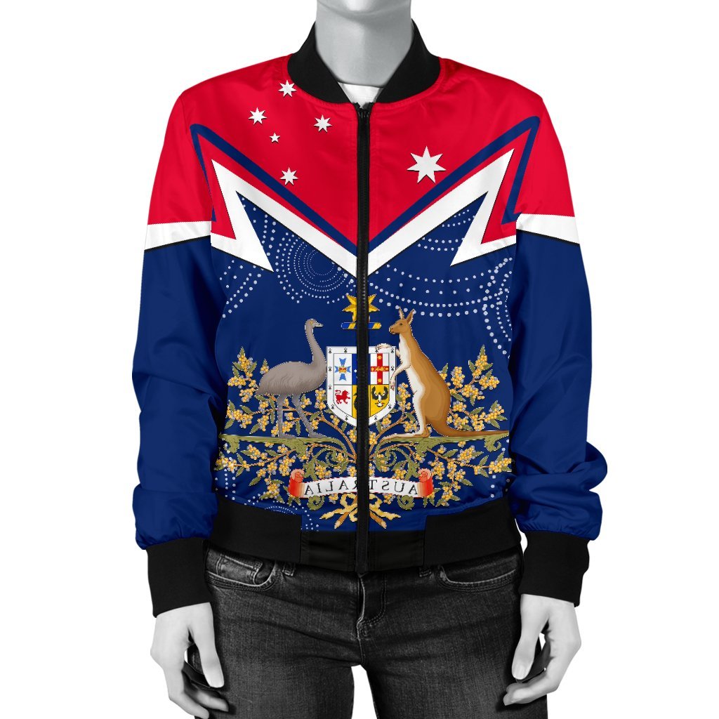 Women's Bomber Jacket - Australian Coat Of Arms Flag Color - Vibe Hoodie Shop