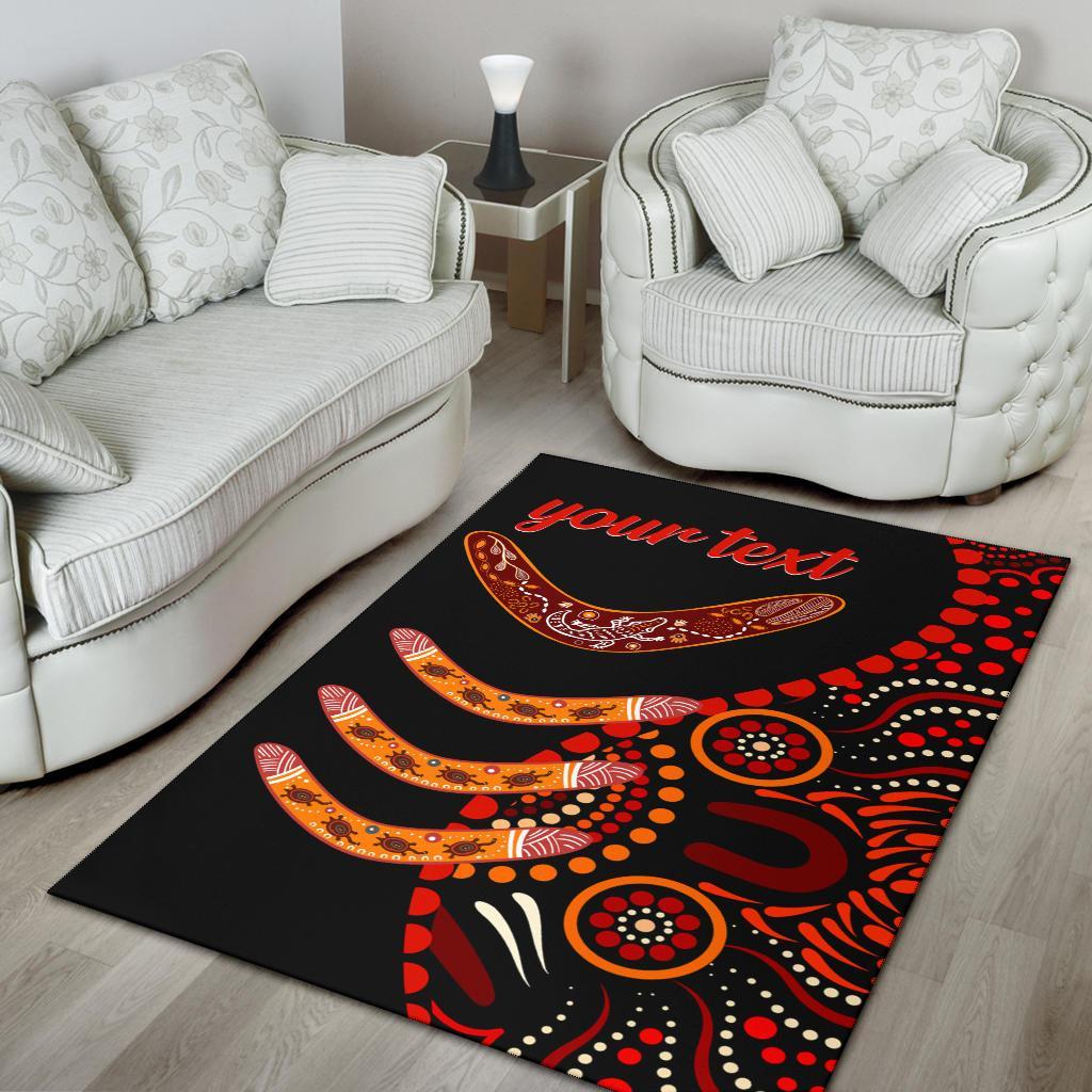 Aboriginal Personalised Area Rug - Aboriginal Boomerangs With Dot Painting Pattern - Vibe Hoodie Shop