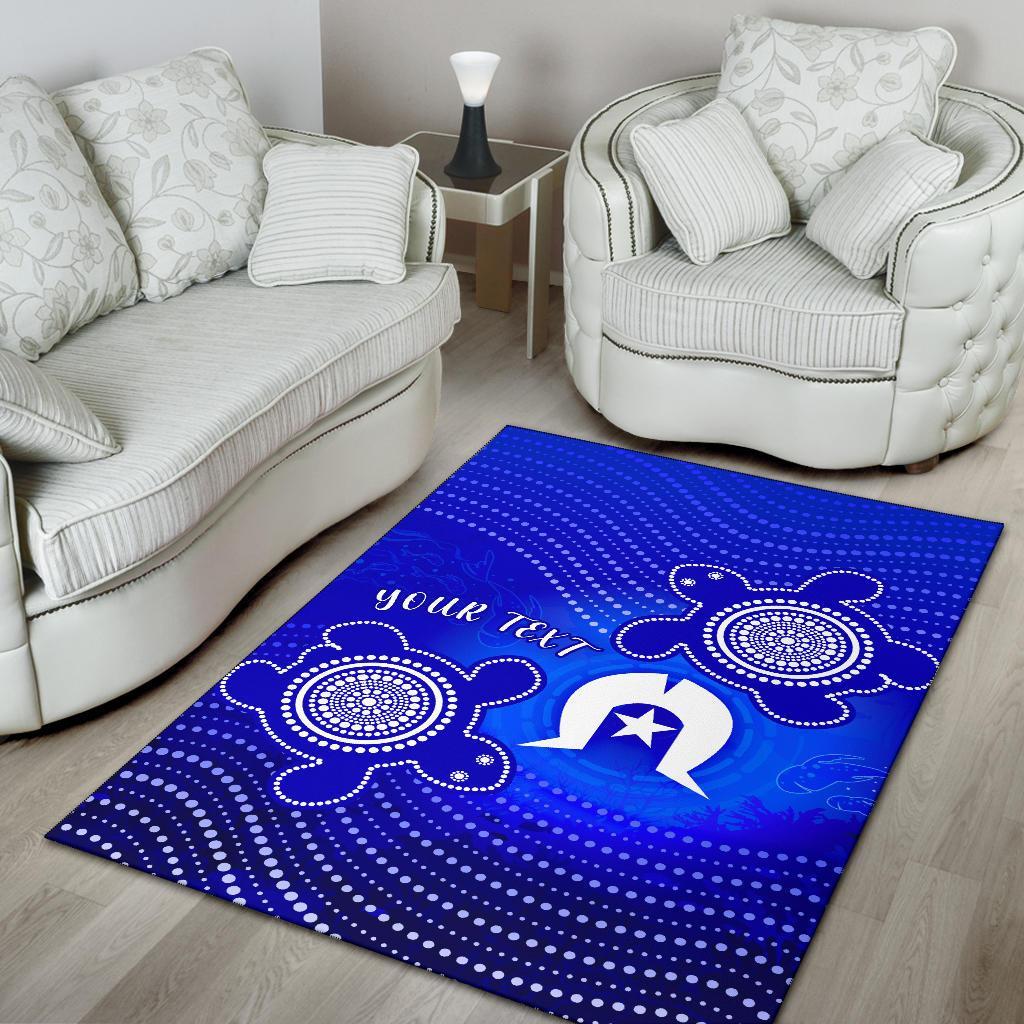 Custom Torres Strait Islanders Area Rug - Torres Symbol With Indigenous Turtle - Vibe Hoodie Shop