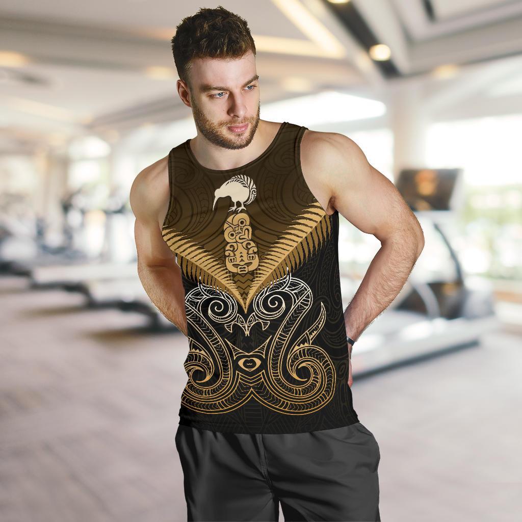 Maori Manaia New Zealand Men Tank Top Gold - Vibe Hoodie Shop