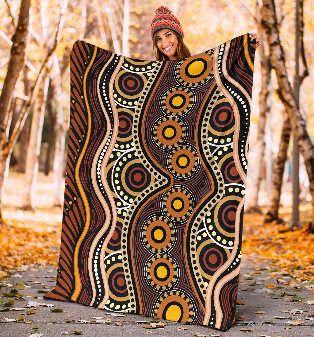Aboriginal Premium Blanket - Indegenous Dot Painting Art - Vibe Hoodie Shop