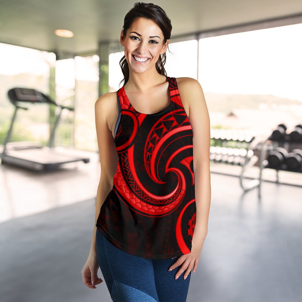 New Zealand Maori Mangopare Women Racerback Tank Polynesian - Red - Vibe Hoodie Shop