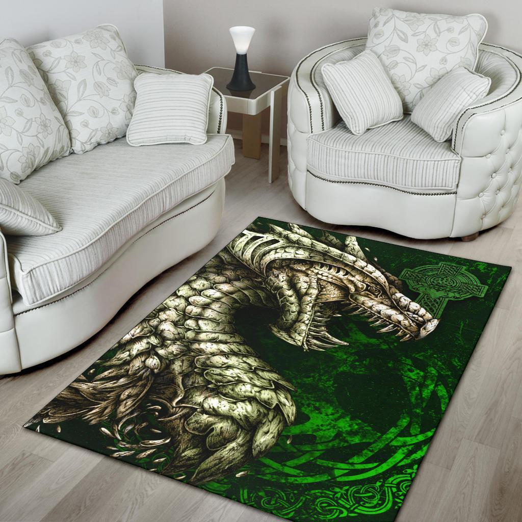 Ireland Celtic Area Rug - Dragon and Claddagh Cross - Vibe Hoodie Shop