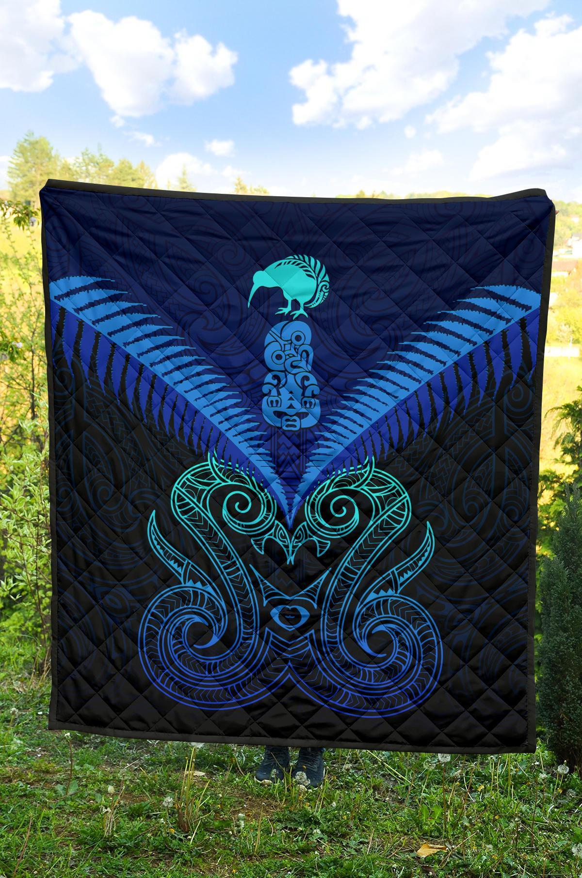 Maori Manaia New Zealand Premium Quilt Blue - Vibe Hoodie Shop