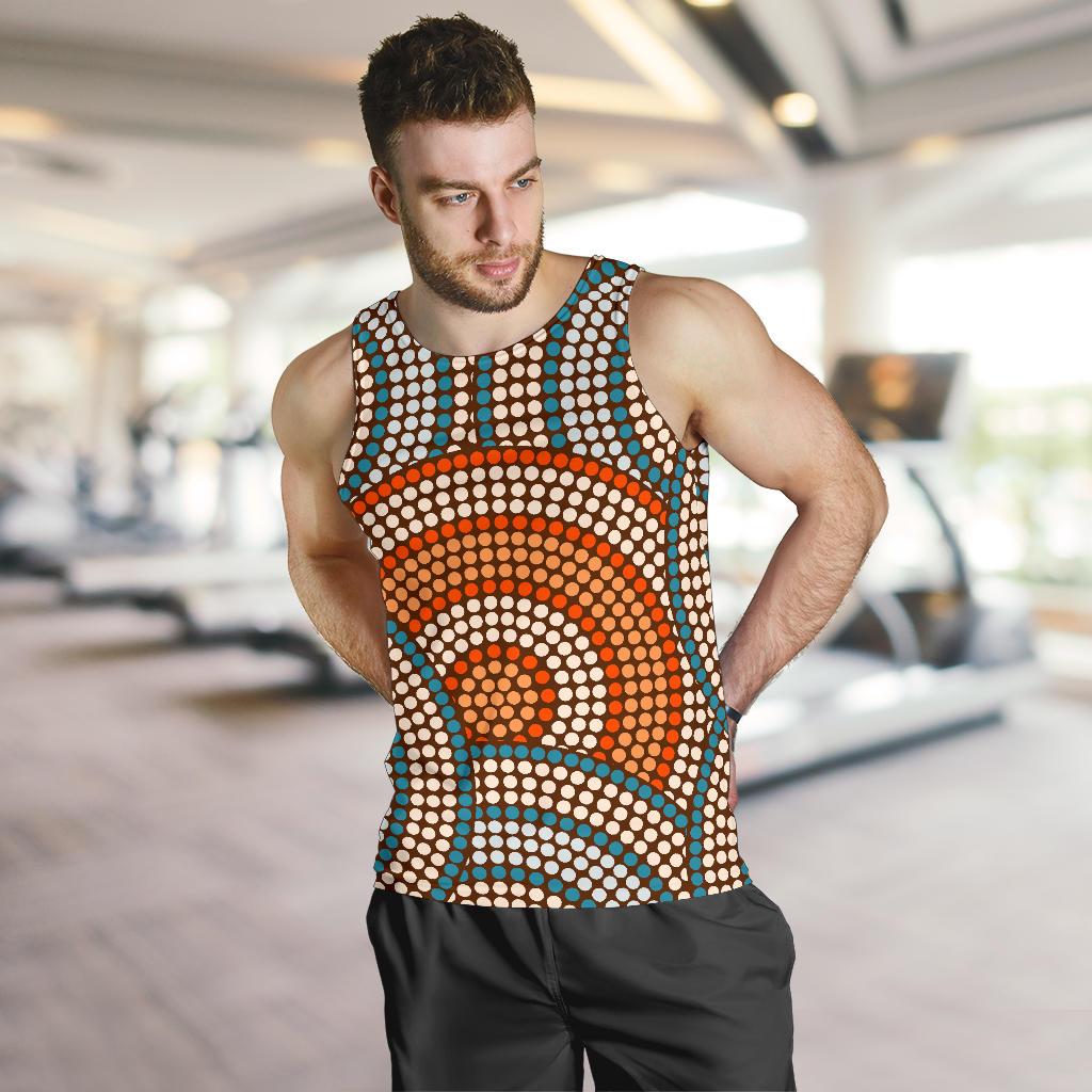 Men Tank Top - Aboriginal Dot Painting Mens Tank Ver07 - Vibe Hoodie Shop