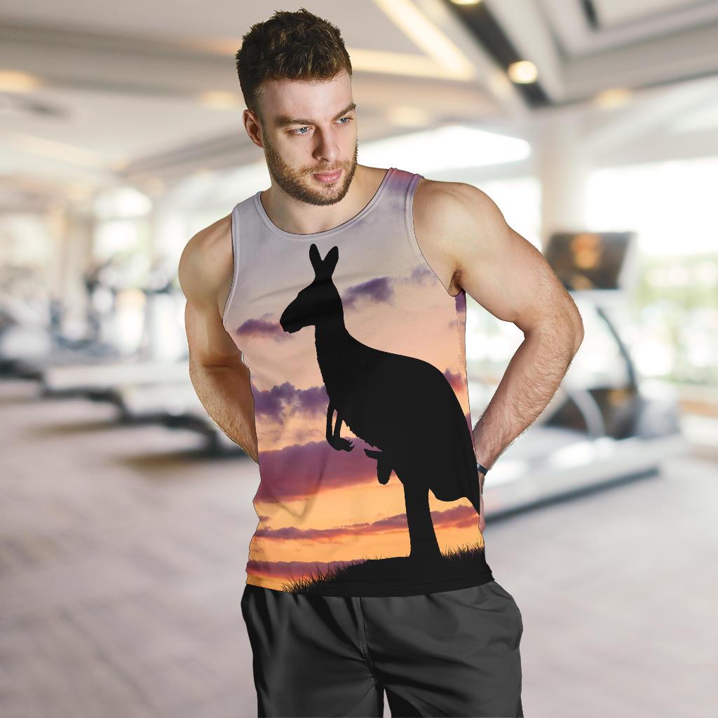 Men Tank Top - Kangaroo Mens Tank Sunset Ver06 - Vibe Hoodie Shop