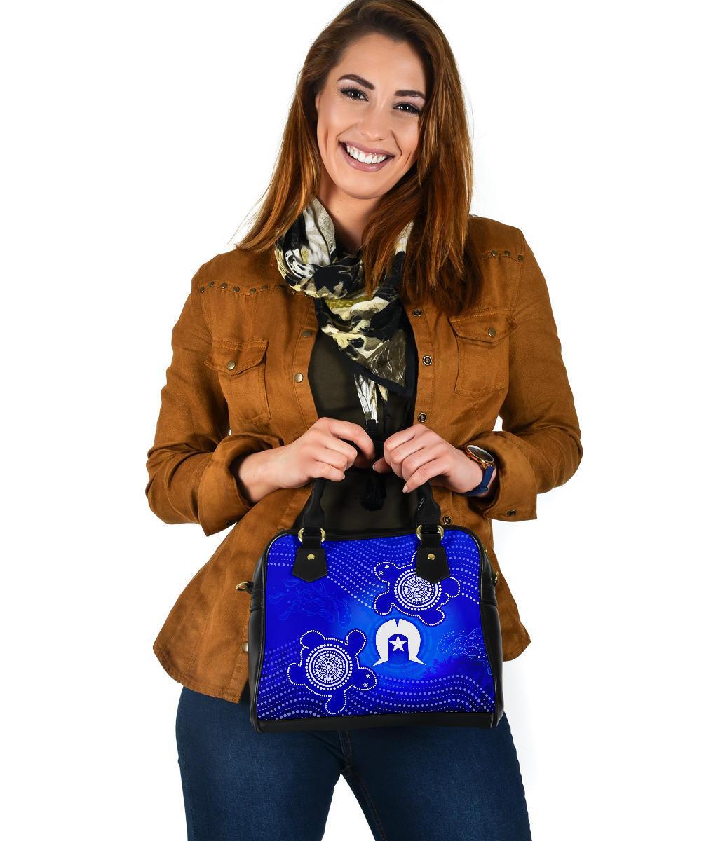 Torres Strait Islanders Shoulder Handbag - Torres Symbol With Turtle - Vibe Hoodie Shop