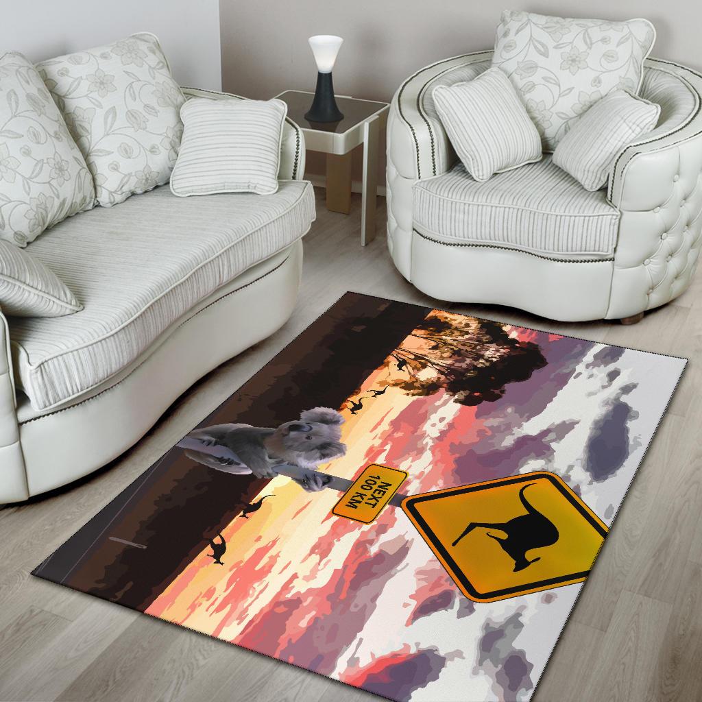 Area Rug - Koala Rug Kangaroo Sign Sunset Landscape Art - Vibe Hoodie Shop