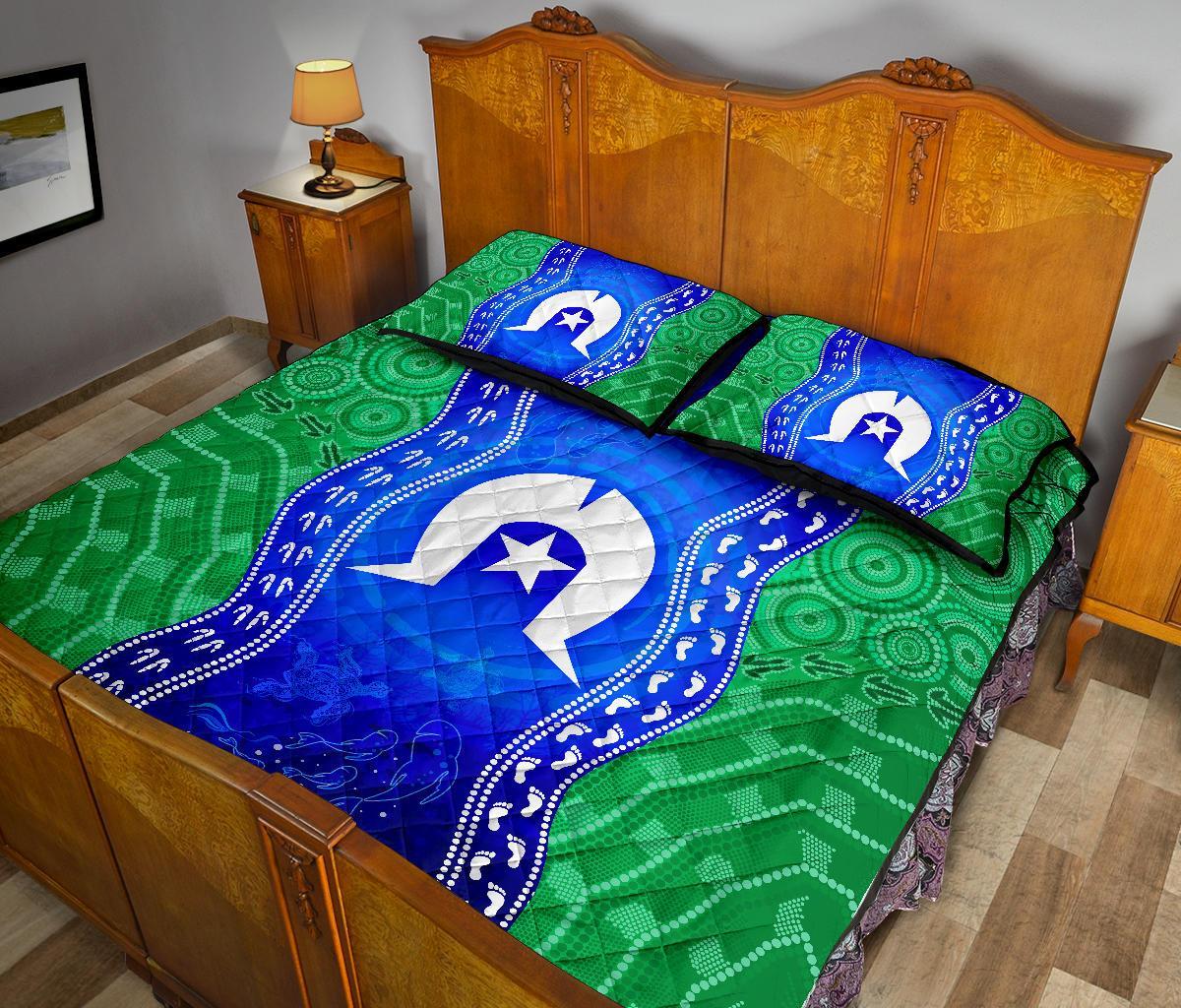 Torres Strait Islanders Quilt Bed Set - Torres Symbol With Aboriginal Patterns - Vibe Hoodie Shop