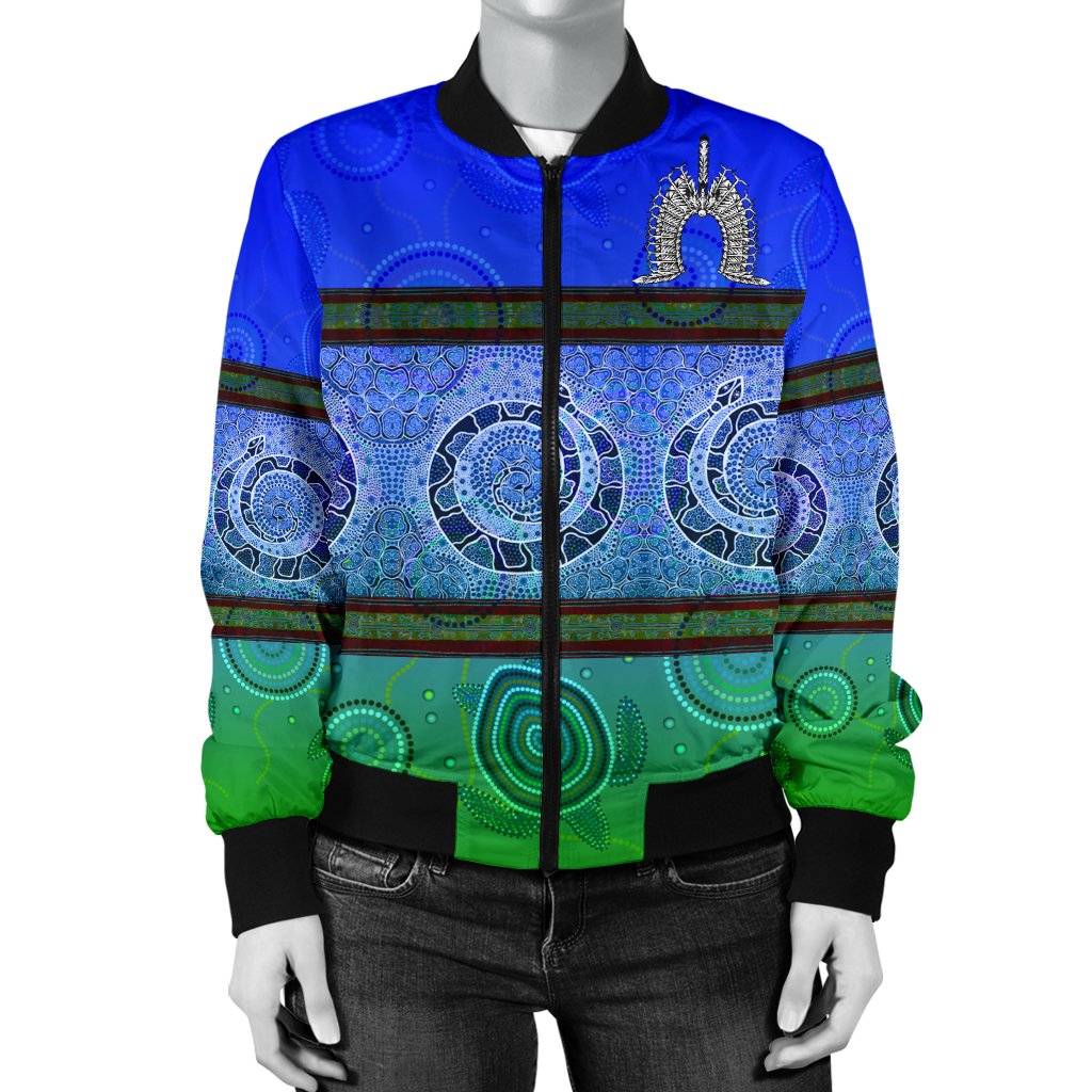Women Bomber Jacket - Turtle With Dhari Mask Snake Patterns - - Vibe Hoodie Shop