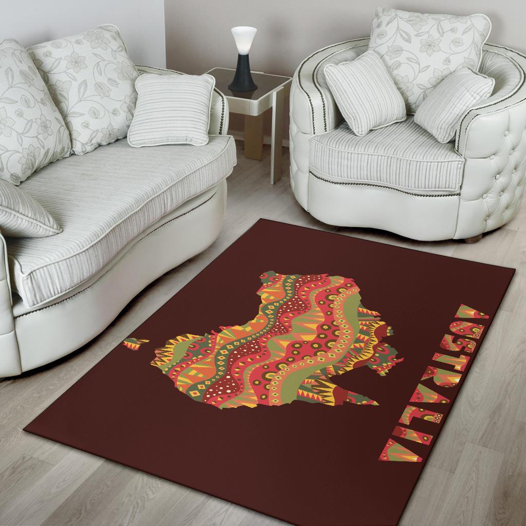 Area Rug - Australia Map Rug Aboriginal Patterns - Vibe Hoodie Shop