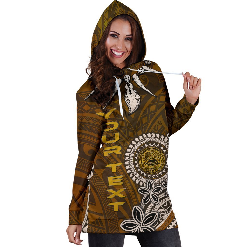 American Samoa Custom Personalised Women's Hoodie Dress - Polynesian Boar Tusk - Vibe Hoodie Shop