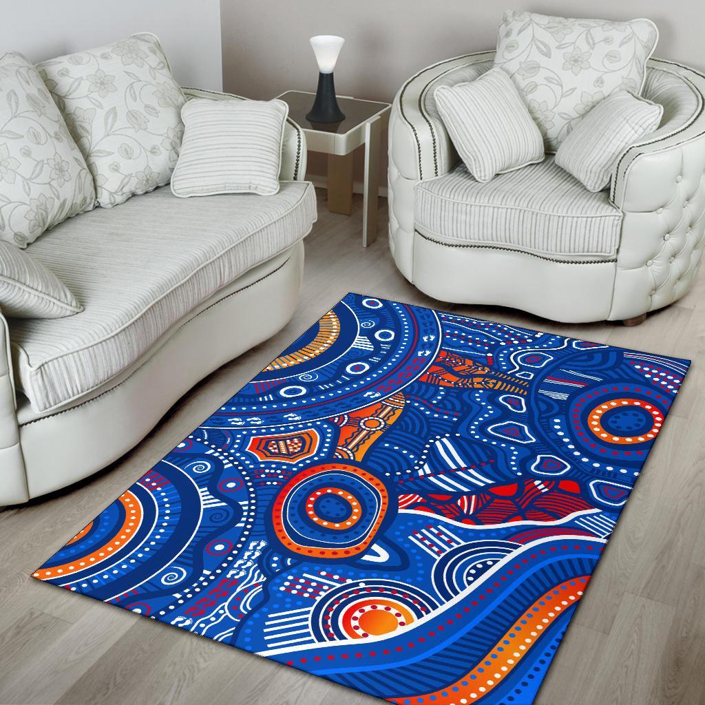 Aboriginal Area Rug - Indigenous Footprint Patterns Blue Color - Vibe Hoodie Shop